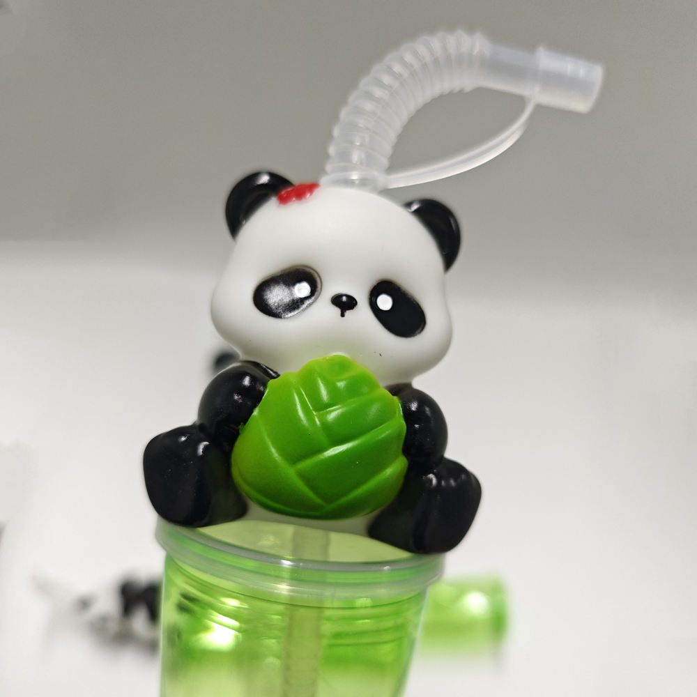 Plastic Durable PET Customized logo Panda Zoo Bamboo Shape 500ml Party Theme Park Special Juice Cup
