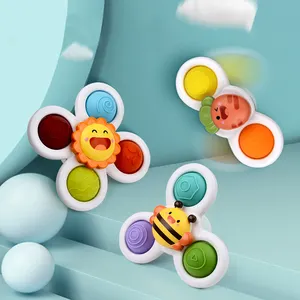 Mainan Fidget Baru 3 Buah Kincir Angin Kartun Berputar, Atasan Belajar Awal Mainan Bayi Cangkir Hisap Spinner