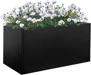Modern Black Trough Rectangular Planter Metal Stainless Steel Window Planter Box For Succulent Small Rectangle Planter Women Men