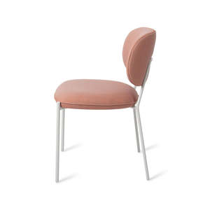 Wholesale Oval Fabric <strong>Dining</strong> <strong>Chair</strong> <strong>Blush</strong> <strong>Pink</strong> Upholstered Accent <strong>Chair</strong> with White Metal Frame for <strong>Dining</strong> Room Bistro - Product Image 4
