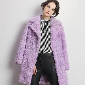 YR673 Women Curly Lamb Fur Coat Customize Kalgan Sheep Fur Overcoat