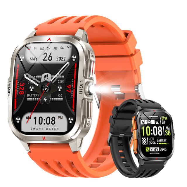 Smart Watch MK98 Flashlight 2.01 Inch Screen BT Call ECG Heart Rate Blood Oxygen Health Monitoring Sports Smartwatch