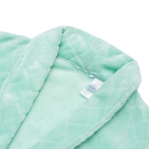 Custom <strong>Green</strong> Women's Winter Casual <strong>Bathrobe</strong> 100% Polyester Jacquard Flannel Long Sleeves Thermal Pajamas Nightwear - Product Image 3
