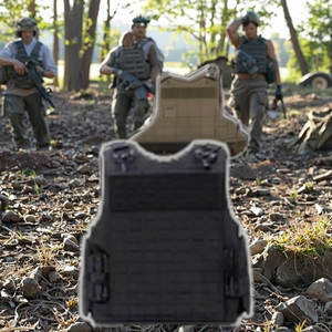 سترة واقية شخصية سوداء خفيفة الوزن من البوليستر أكسفورد عالية الوضوح للعمل مع حزام قابل للتعديل ونظام مولي مقطوع بالليزر - Product Image 2