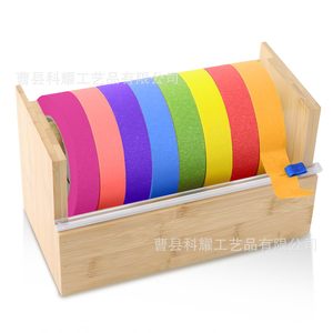 Wooden <b>Tape</b> Cutter Desktop Simple Design Natural Wood Color <b>Plastic</b> Blade <b>Tape</b> Dispenser - Product Image 1