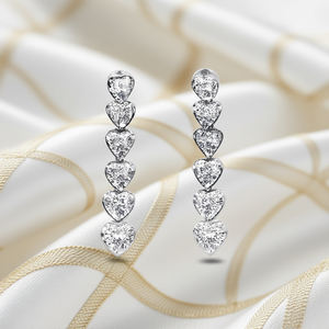 Boucles d'oreilles en or blanc E1008 avec diamants taille cœur, couleur D naturelle, certifiées GIA, bijoux romantiques pour femmes, pour mariage - Product Image 2