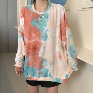 Blusa de otoño para mujer, estilo holgado, largo medio, versátil, ajustada, retro, tie-dye, camiseta de manga larga para mujer - Product Image 4