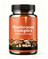 Poudre complexe 10 en 1 de champignons Reishi, Crinière de lion, Chaga, Cordyceps, Turkey Tail, Maitake, Capsules végétariennes rouges 500mg