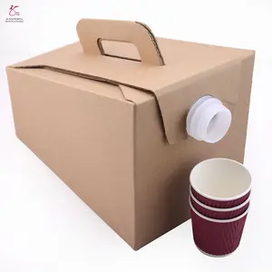 Wholesale Coffee Red Wine Beverage Juice Dispenser Paper Box Hot Coffee Storage Aluminium Bag In Kraft Box With Valve