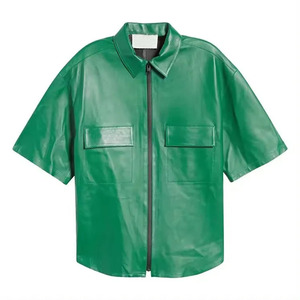 Chemises en cuir pour hommes à manches courtes, prix de gros personnalisé, meilleure qualité, couleur unie, sur mesure, style hiver - Product Image 5