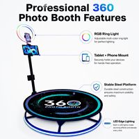 Plateforme rotative automatique pour photomaton 360° de 40 pouces avec anneau lumineux RVB et télécommande