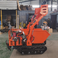 Minicargadora Hidráulica de Orugas 800kg, Minicargadora Compacta, Transportador Multiusos, Minidumper para Jardín y Granja