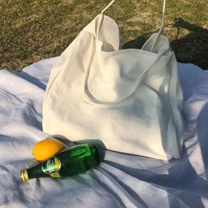 <b>Large</b> capacity reusable solid color shopping canvas shoulder <b>bag</b> canvas shopping <b>bag</b> - Product Image 1