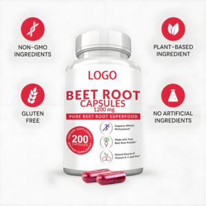 Cápsulas de raíz de remolacha roja con logotipo privado Cápsulas de extracto de raíz de remolacha roja vegana orgánica Apoya el equilibrio corporal y el sistema inmunológico - Product Image 2