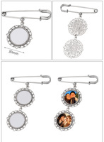 DIY Yüksek Kaliteli Moda Metal Fotoğraf Charm Gümüş Tipo Baskılı Broşlar Ekler Boş Pin Düğün Buketi