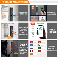 Serrure intelligente pour porte en aluminium/acier UIELOCK D1-9, clavier à empreintes digitales, carte, application Tuya, WiFi, accès sans clé, sécurité domestique