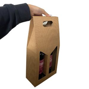Boîte porte-bouteilles de vin, 2 bouteilles, emballage en carton, coffret cadeau, 19x9x39cm - Product Image 5