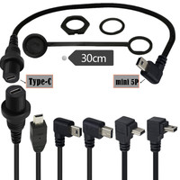 Cable de extensión de Panel USB B, Cable adaptador de carga de datos Mini 5P a 2, impermeable, 0,3 m, para salpicadero de coche, camión, barco, motocicleta