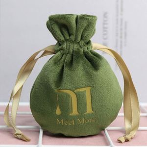 Bolsa de Regalo de Joyería de Lujo Reciclable con Logotipo Personalizado, Base de Terciopelo de Seda, Cordón Ajustable, para Relojes, Collares, Piedras Preciosas, Gafas - Product Image 3