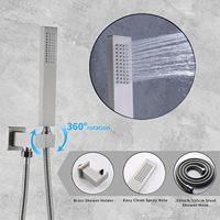 Ensemble de douche mural pour salle de bain avec pommeau pluie, finition nickel brossé, design moderne pour usage hôtelier