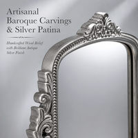 Miroir mural vintage en argent, miroir de table suspendu avec cadre en verre et en bois, décoration rétro pour la maison, accent décoratif pour le salon et la chambre