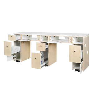 Table de Manucure Double Moderne en Bois avec Séchoir <span class=keywords><strong>pour</strong></span> Soins des <span class=keywords><strong>Ongles</strong></span>, Vente en Gros, Équipement de Salon de Beauté du Vietnam - Product Image 4