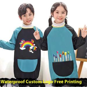 Tablier de protection imperméable à manches longues pour enfants, idéal pour les repas, la peinture artistique à la maternelle et l'utilisation en salon - Product Image 2