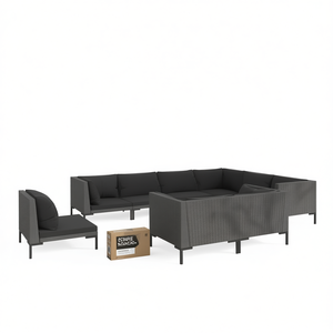 Set Lounge da Giardino in Rattan Grigio Scuro 6 Posti, Resistente alle Intemperie, Arredamento da Esterno dal Design Contemporaneo - Product Image 1