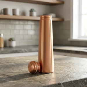 Pure Copper Water Bottle Matte Copper Flask with Lid Reusable Leak Proof <b>Drinkware</b> for Outdoor Office Gift- Indian Home Crafts - Product Image 4