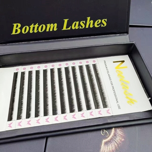 Extensions de cils inférieurs faites à la main, super noires, en poils synthétiques, volume intense, mix 5-6-7-8-9-10mm, courbure <span class=keywords><strong>J</strong></span>, facile à éventail, épaisseur 0.07 - Product Image 5
