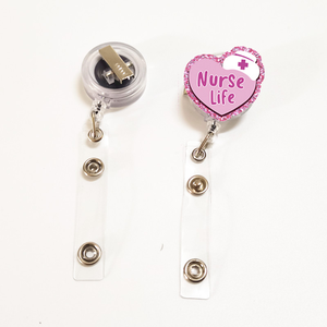 360 °   Porte-badge rétractable mignon en acrylique pour infirmière, étudiant en médecine, CNA, <span class=keywords><strong>MA</strong></span> - Product Image 5