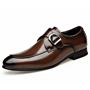 Chaussures habillées en cuir pour hommes à boucle monacale, bout pointu, pour mariage, affaires, formelles, toutes saisons - Product Image 5