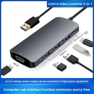 5-in-1 độ nét cao cho <span class=keywords><strong>HDMI</strong></span> Video Docking Station Hub USB3.0 chuyển đổi máy tính mở rộng âm thanh video phụ kiện - Product Image 5