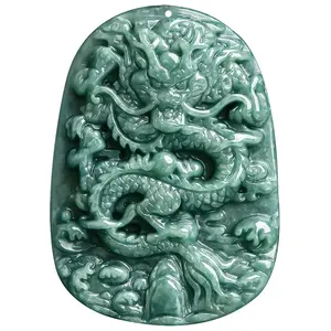 Genuine natural Jadeite Long pai pendant men's and women's Round bead necklace jade wholesale LP48