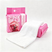 Serviettes jetables extra épaisses 300 g/m² douces et respectueuses de la peau, motif ours mignon, utilisation sèche et humide, OEM