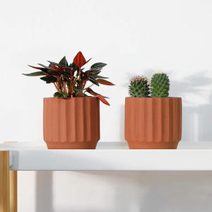 Pots de fleurs en argile, jardinière moyenne, récipients de fleurs, Pots décoratifs modernes en terre brute - Product Image 3