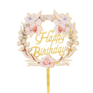 Adorno de acrílico impreso a color con diseño floral para tartas, cupcakes y postres, ideal para cumpleaños de diosas, bodas y fiestas de repostería, como inserto decorativo o letrero. - Product Image 3