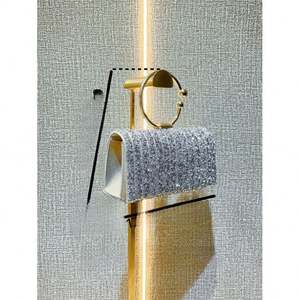 ハート型クラッチラインストーンイブニングバッグ レディース プロム ゴールドクリスタルハンドバッグ - Product Image 3