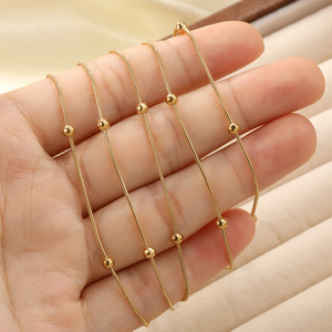 Collar de Cadena con Cuentas de Acero Inoxidable, 45cm 50cm 55cm 60cm, Color Dorado, para Uso Diario, Joyería Fina - Product Image 2