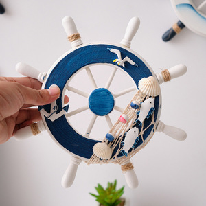 Mediterranean Style Ship Wheel <b>Wall</b> <b>Decor</b> 4Pcs Wooden Craft Home Decoration Circular Design - Product Image 2