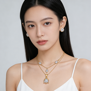 Conjunto de Joyería Hengdian con Circonitas AAA en Forma de Tulipán, Chapado en Oro de 18K, Romántico, para Bodas, Uso Diario y Oficina, Venta al Por Mayor - Product Image 3