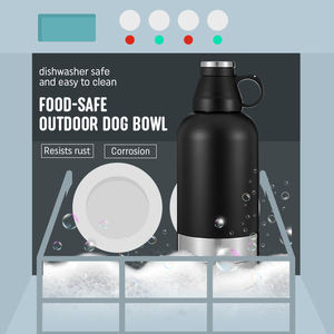 Botol air minum anjing portabel, 3 in 1 Portabel 32 oz anti bocor baja tahan karat terisolasi cairan makanan hewan peliharaan untuk mobil berkemah pengumpan hewan peliharaan - Product Image 5