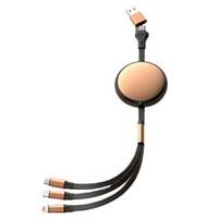 Kabel Data 3-in-2 Pengisian Cepat 6A, Dapat Ditarik, USB Type-C Micro 8-Pin Multi Port untuk Komputer dan Ponsel