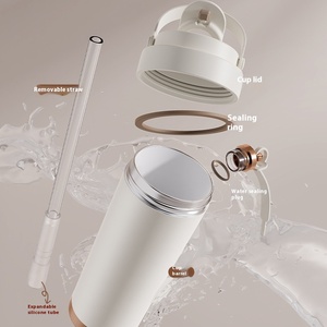 Ad alto valore di grande capacità rivestimento in ceramica Thermos portatile Double-face tazza di <span class=keywords><strong>caffè</strong></span> paglia per studenti di sesso maschile viaggiatori - Product Image 4