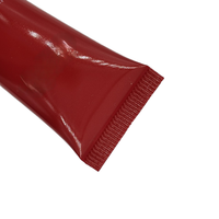 Tube cosmétique 30ml 50ml 70ml, tube en plastique à presser, 25mm, double couche, acrylique, bouchon à vis plaqué or, rouge foncé, sérum, logo personnalisé
