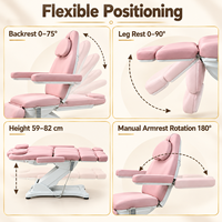Table de massage électrique rose pour esthéticienne, fauteuil inclinable réglable pour salon de beauté