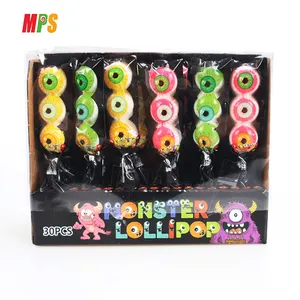 Wholesale eyeball shape hard lollypop low price sweet candy monster lollipop