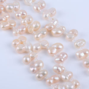 Cadena de Perlas Barrocas en Forma de 8 de 8-11 mm, 28 Agujeros, Tira Corta de 18 cm, Color Rosa Natural, Producto Semiterminado de Agua Dulce - Product Image 4