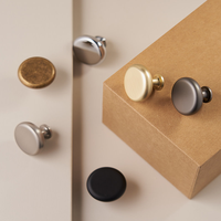 Poignées de meuble en aluminium massif, forme champignon, finition noir mat ou or brossé, à trou unique, pour tiroirs, style moderne, chambre et salle de bain, vente en gros