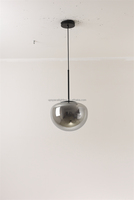 Suspension en verre gris fumée moderne lumière blanche chaude 220V AC lustre de plafond lumière aluminium pierre interrupteur maison bureau Villa